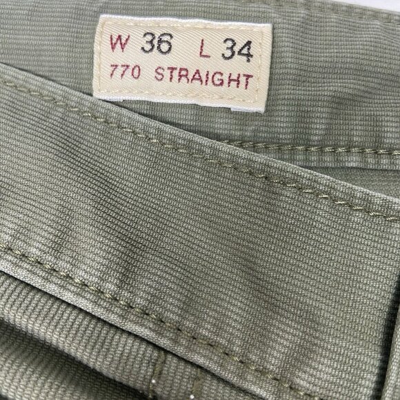 J Crew Pants Mens 36 X 34 Olive Green Corduroy 770 Straight Leg 5 Pocket Chinos - Picture 4 of 8